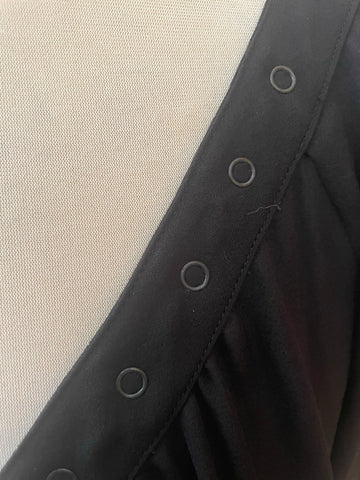 REISS 100% SILK BLACK STUD TRIMMED BLOUSE SIZE L