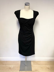 LK BENNETT BLACK CAP SLEEVE PENCIL DRESS SIZE 12
