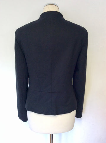 MULBERRY BLACK WOOL COLLARLESS JACKET SIZE 12
