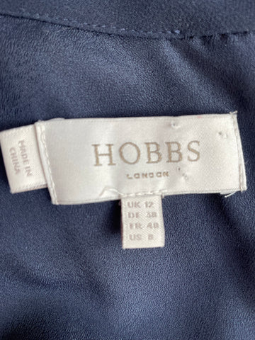 HOBBS NAVY BLUE LAYERED BODICE & LACE SKIRT SLEEVELESS SHIFT DRESS SIZE 12