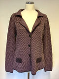MIDA PINK & BROWN ZIG ZAG DESIGN COLLARED CARDIGAN/ JACKET SIZE XL