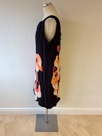 BRAND NEW POMODORO BLACK ORCHID PRINT SHIFT DRESS SIZE 20