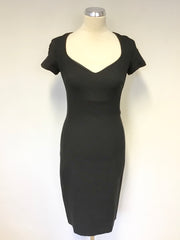 FRENCH CONNECTION BLACK SWEETHEART NECKLINE CAP SLEEVE PENCIL DRESS SIZE 10