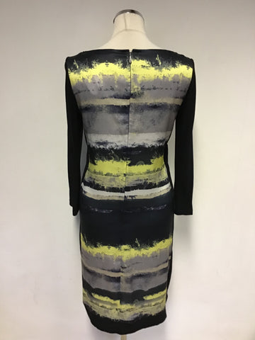 BRAND NEW DAMSEL IN A DRESS NAVY,BLUE,YELLOW & GREY PRINT 3/4 SLEEVE DRESS SIZE 8