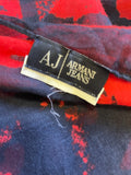 ARMANI JEANS NAVY & RED PRINT LARGE SQUARE SCARF