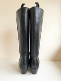 MARKS & SPENCER AUTOGRAPH BLACK LEATHER KNEE LENGTH BOOTS SIZE 8/42