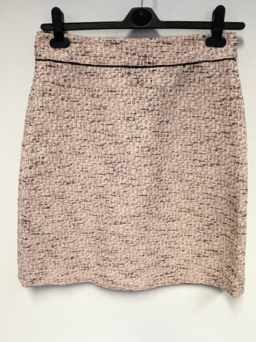HOBBS CREAM, BROWN & CORAL WEAVE A-LINE SKIRT SIZE 12