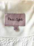 PHASE EIGHT WHITE EMBOSSED LACE PRINT SLEEVELESS PENCIL DRESS SIZE 10