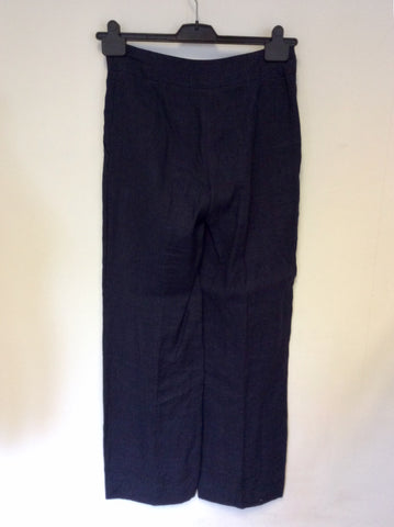 HOBBS DARK BLUE LINEN TROUSERS SIZE 8