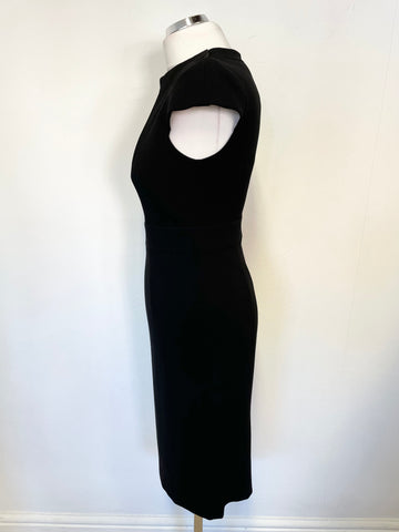 KAREN MILLEN BLACK CAP SLEEVED PENCIL DRESS SIZE 10