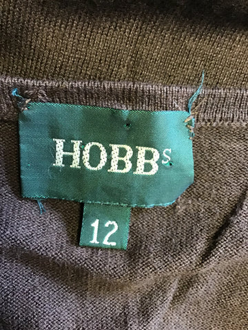 HOBBS BROWN SILK & COTTON SHORT SLEEVE CARDIGAN SIZE 12