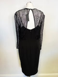 BRAND NEW MARKS & SPENCER AUTOGRAPH BLACK LACE TOP LONG SLEEVE PENCIL DRESS SIZE 14