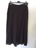 NITYA DARK BROWN WOOL BLEND WIDE LEG TROUSERS SIZE 16