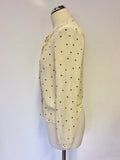 WHISTLES CREAM SILK & BROWN PRINT TIE FRONT BLOUSE SIZE 10