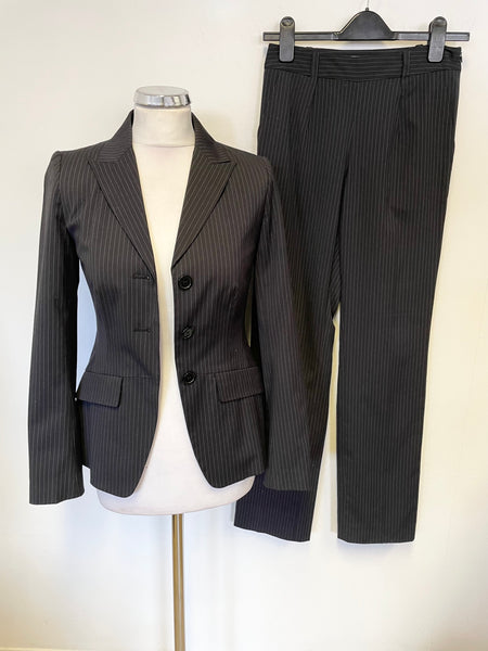 BRAND NEW LK BENNETT CHARCOAL PINSTRIPE TROUSER SUIT SIZE 6