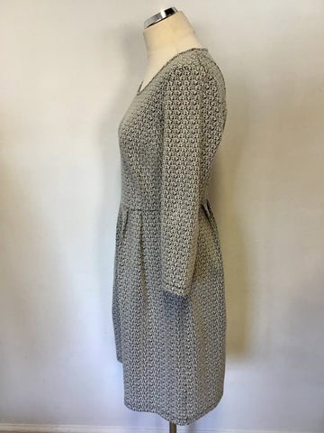 HOBBS BLACK & WHITE PRINT 3/4 SLEEVE DRESS SIZE 12
