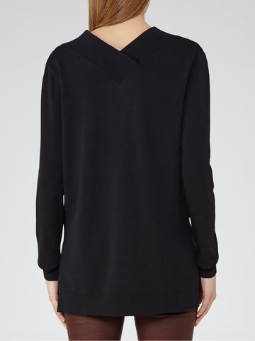 BRAND NEW REISS ZAGATO BLACK V NECKLINE JUMPER SIZE M