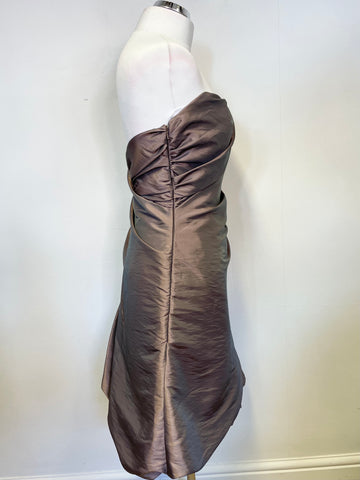 JIM HJELM OCCASIONS BRONZE STRAPLESS A LINE SPECIAL OCCASION DRESS SIZE 8 UK 12