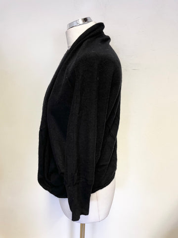 JOHN LEWIS COLLECTION BLACK 100% CASHMERE BATWING SLEEVE CARDIGAN SIZE S