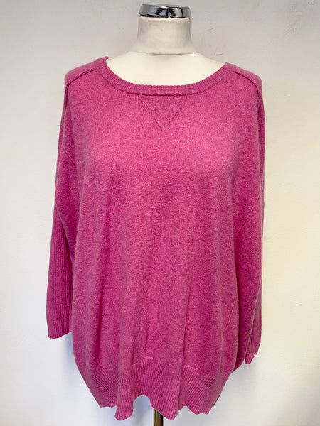 CASHMERE & COTTON, 100% CASHMERE PINK RELAXED FIT LONG SLEEVED JUMPER SIZE S/M