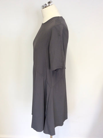 PHASE EIGHT GREY SHORT SLEEVED A LINE DRESS SIZE 12