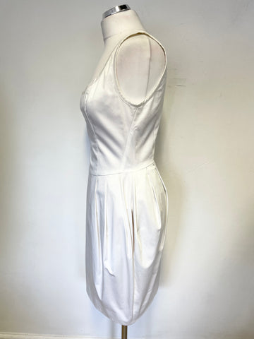 PAUL SMITH ITALIAN CLOTH WHITE SLEEVELESS FIT & FLARE DRESS SIZE 44 UK 12