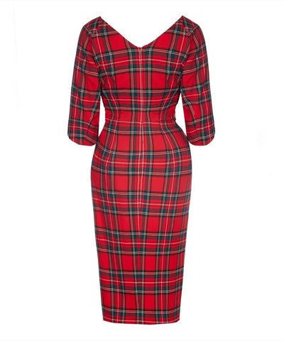 BRAND NEW BOMBSHELL RED TARTAN CONFIDENT HOURGLASS DRESS SIZE 12
