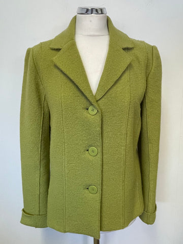 HOBBS LIME GREEN MERINO WOOL UNLINED JACKET SIZE 14