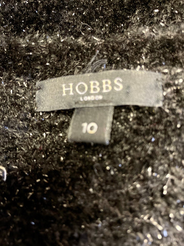 HOBBS BLACK SHIMMER KNIT 3/4 SLEEVE DRESS SIZE 10