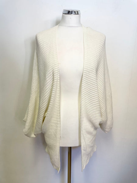 JAEGER WHITE COTTON BATWING HALF SLEEVE CARDIGAN SIZE M