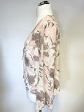 GINA BACCONI CREAM,BROWN & PINK FLORAL PRINT 3 PIECE SPECIAL OCCASION OUTFIT SIZE 14