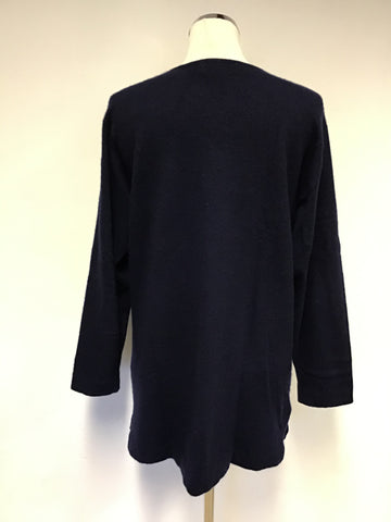 JOHNSTONS OF ELGIN NAVY BLUE 100% CASHMERE V NECK JUMPER SIZE 40” UK XL