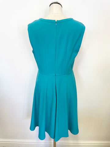 WHISTLES TURQUOISE SLEEVELESS FIT & FLARE DRESS SIZE 14