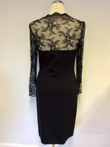 HOBBS INVITATION BLACK LACE SLEEVE PENCIL DRESS SIZE 10