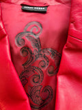 GERRY WEBER RED BUTTER SOFT LEATHER FITTED JACKET SIZE 14