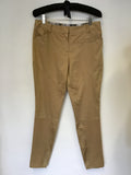 TED BAKER CAMEL ANKLE GRAZER ZIP TRIM TROUSERS SIZE 2 UK 12