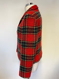 OUISET RED & GREEN CHECK WOOL BLEND JACKET SIZE 12