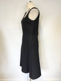 VINTAGE LOUIS FERAUD NAVY BLUE & WHITE TRIM FIT & FLARE DRESS SIZE 14 FIT UK 12