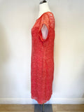 JAEGER CORAL LACE CAP SLEEVE SPECIAL OCCASION DRESS SIZE 18