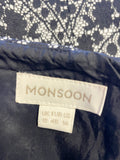 MONSOON BLACK & WHITE LACE PRINT PENCIL DRESS SIZE 18
