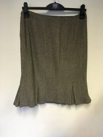 HOBBS BROWN FLECK WOOL BLEND JACKET & SKIRT SUIT SIZE 12