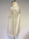 HOBBS INVITATION IVORY SILK & EMBROIDERED PART SHEER BLOUSE SIZE 14