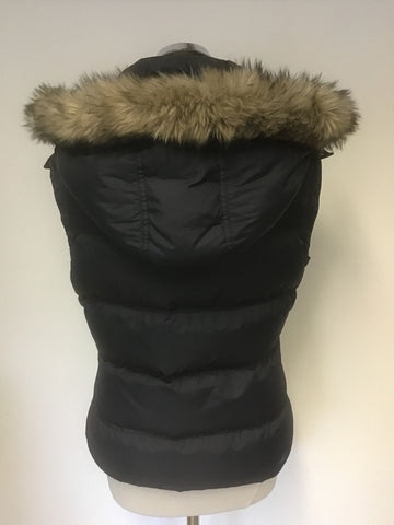JACK WILLS DARK BLUE DUCK DOWN & FEATHER FILLED HOODED GILET/ BODY WARMER SIZE 10
