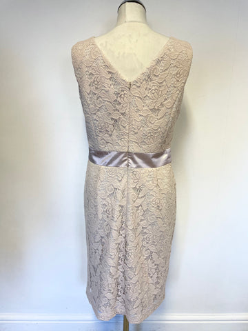 LAURA ASHLEY NUDE PINK LACE SLEEVELESS PENCIL DRESS SIZE 12