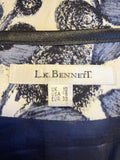 LK BENNETT BLUE FLORAL PRINT LINEN FLARED KNEE LENGTH SKIRT SIZE 10