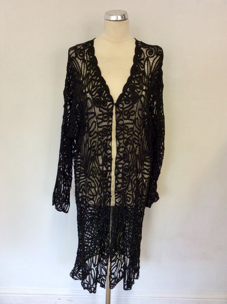 BRAND NEW WINDSMOOR BLACK CROCHET DUSTER COAT SIZE XL