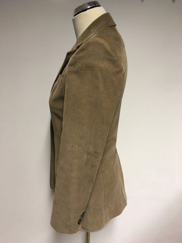 REISS ANGELO LIGHT BROWN CORDUROY FITTED JACKET SIZE XS