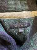 TOMMY HILFIGER NAVY BLUE & GREEN TARTAN TRIM COLLARED CARDIGAN  SIZE XXL