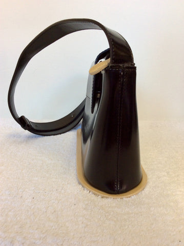 LAURO ALESSANDRINI BLACK & BEIGE TRIM SHOULDER BAG