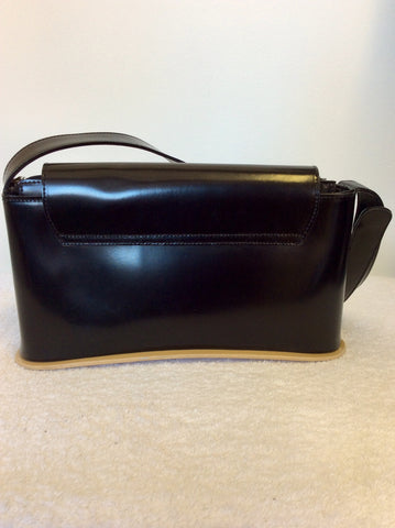 LAURO ALESSANDRINI BLACK & BEIGE TRIM SHOULDER BAG